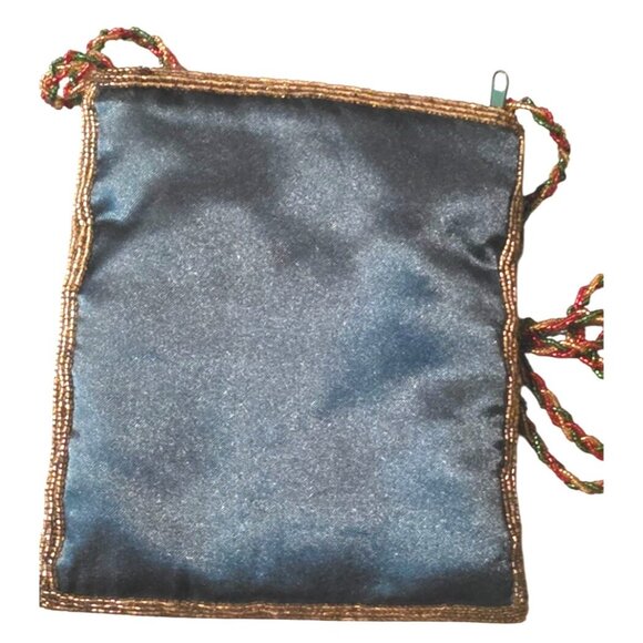 Purse Beaded Snowman Shoulder Bag Christmas Winter Green Red C. Marie 6x7" - Picture 8 of 11